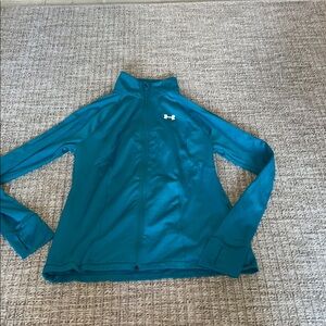Under Armour Blue Full-Zip Jacket with thumb holes. Size Medium